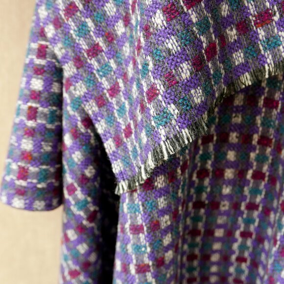 Purple & Burgundy Italian Wool Cape Coat - Picture 9 of 10